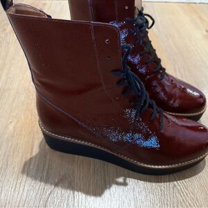 Anthropologie Burgundy Lace-Up Boots
